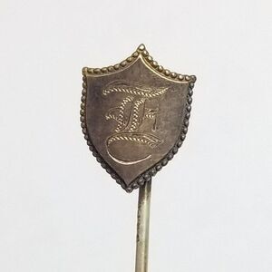 Vintage Shield Shape E Monogram Stick Pin Letter Engraved Victorian Antique